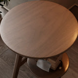 Standard Height Brown Tripod Base Wooden Round Side Table Image - 8