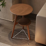 Standard Height Brown Tripod Base Wooden Round Side Table Image - 9