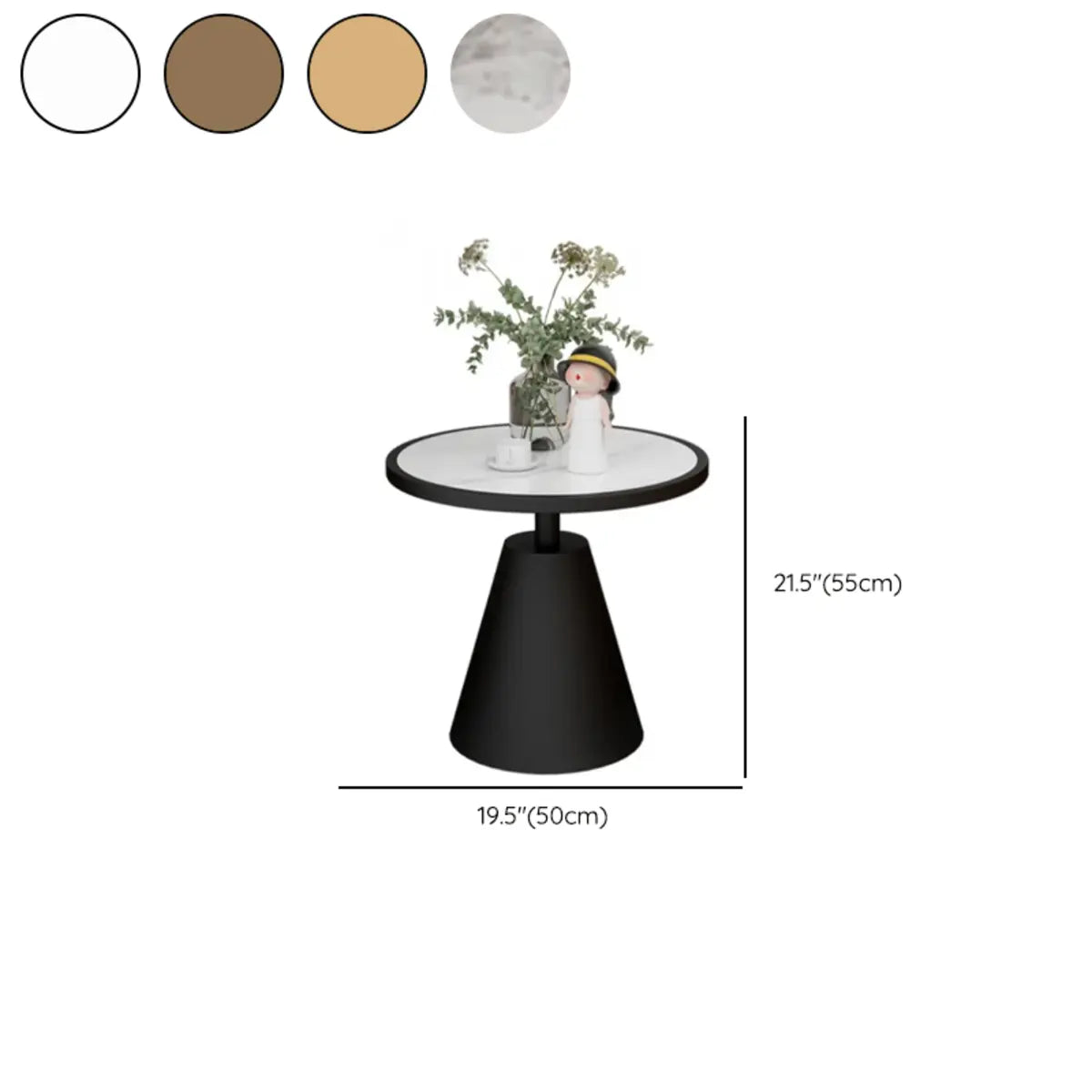 Standard Pedestal Round Sintered Stone Chairside Table 