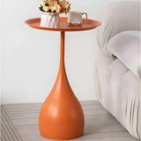 Standard Round Metal Orange Pedestal Tray Top Side Table Image - 1