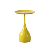 Standard Round Metal Orange Pedestal Tray Top Side Table Image - 11