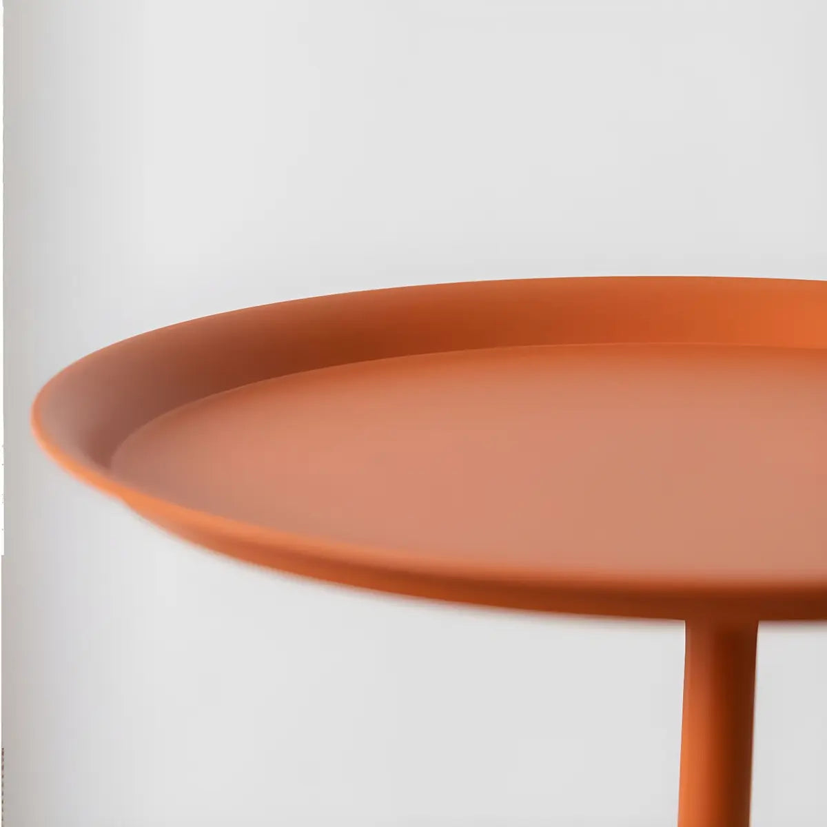 Standard Round Metal Orange Pedestal Tray Top Side Table Image - 18