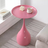 Standard Round Metal Orange Pedestal Tray Top Side Table Image - 8