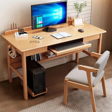 Standard Wooden Keyboard Tray H-Shape Computer Desk Image - 1