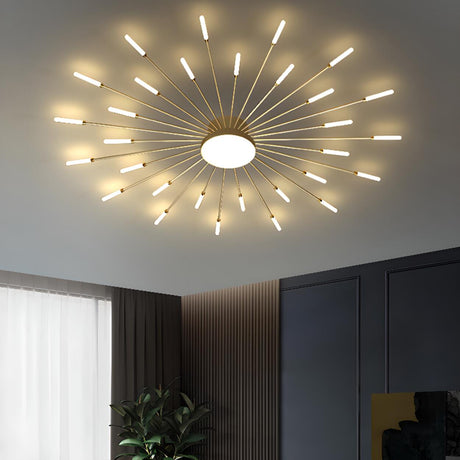 Starburst Neutral Semi-Flush Mount Light Living Room Image - 1