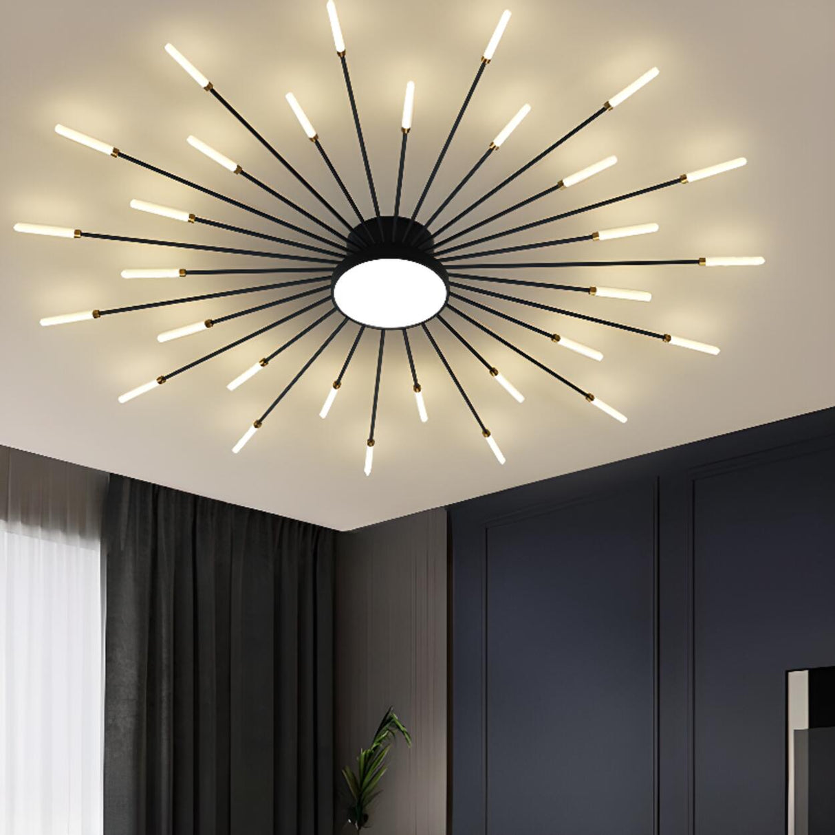 Starburst Neutral Semi-Flush Mount Light Living Room Image - 11