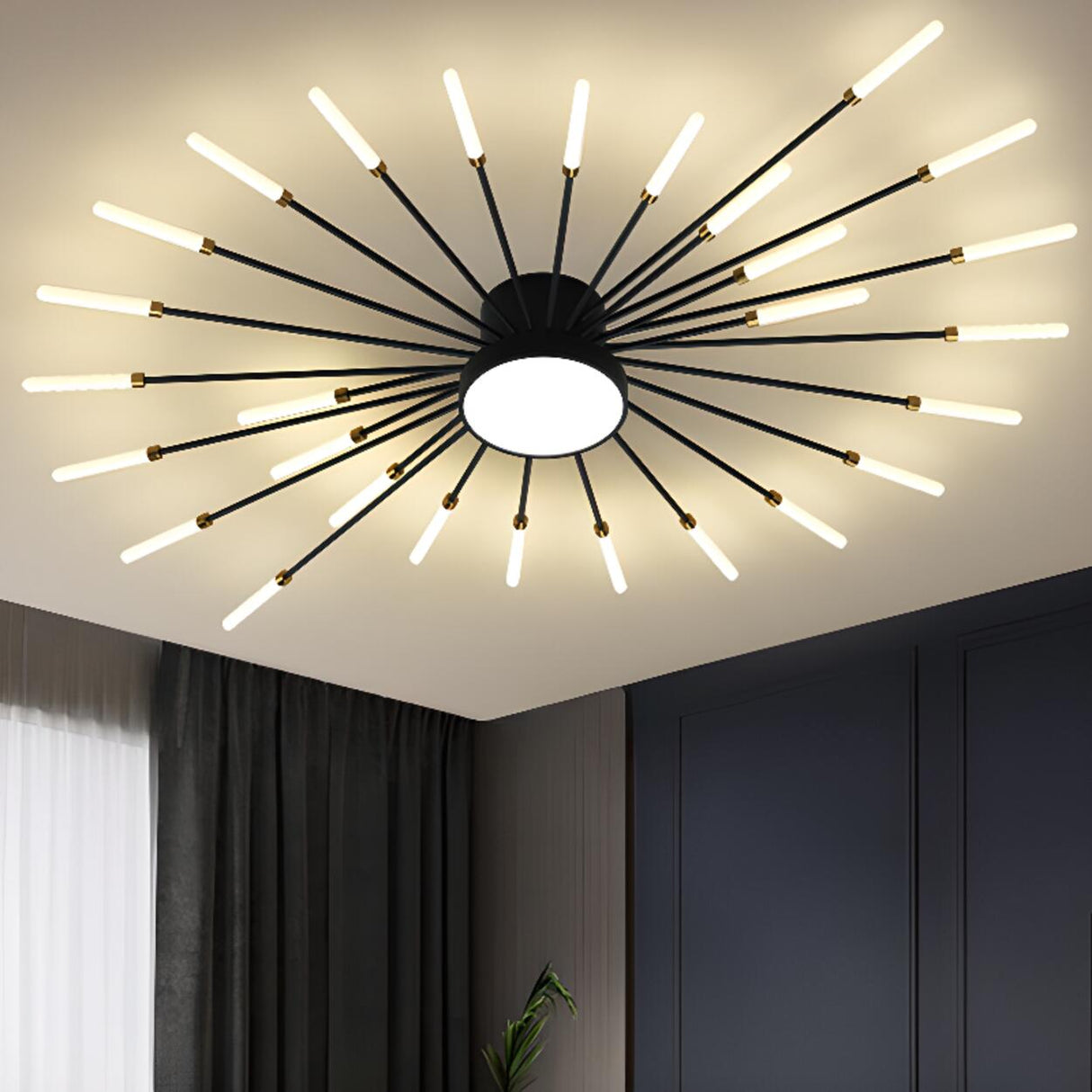 Starburst Neutral Semi-Flush Mount Light Living Room Image - 12