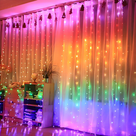 Starry Curtain LED Christmas String Lights with Hoops Image - 1