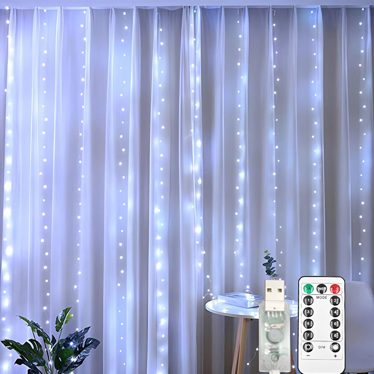 Starry Curtain LED Christmas String Lights with Hoops Image - 3