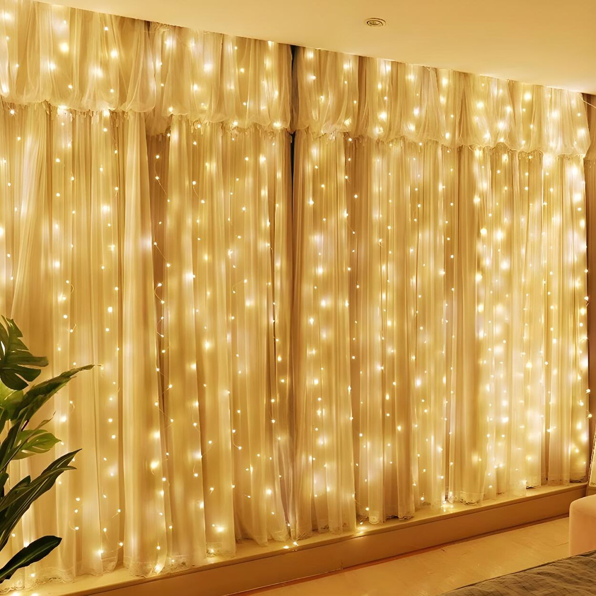 Starry Curtain LED Christmas String Lights with Hoops Image - 4