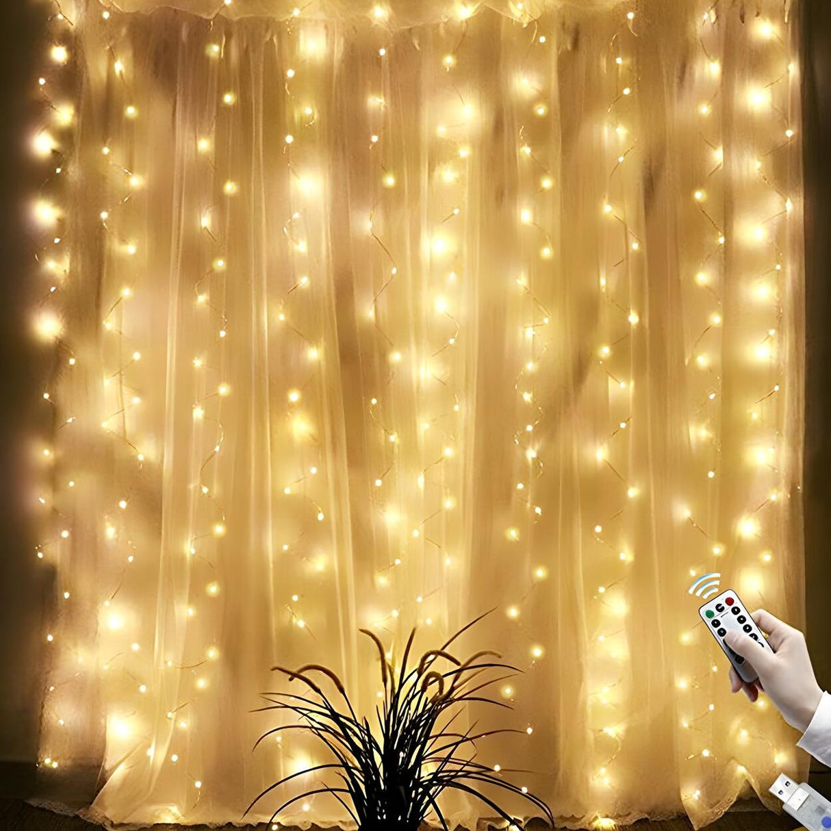 Starry Curtain LED Christmas String Lights with Hoops Image - 6