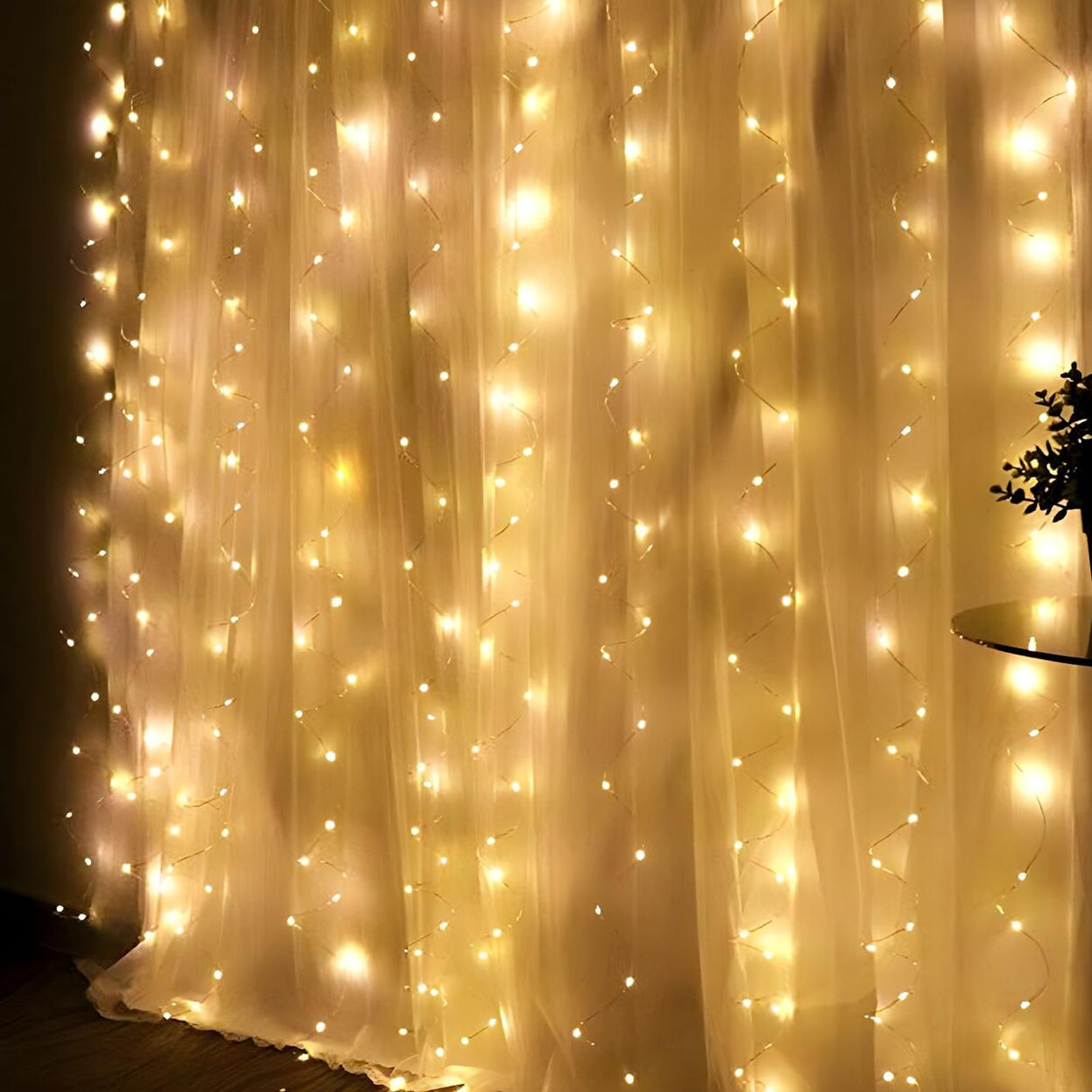 Starry Curtain LED Christmas String Lights with Hoops Image - 8