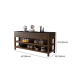 Stationary Black-Brown Wood Open Storage Kitchen Island Image - 16