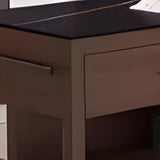 Stationary Black-Brown Wood Open Storage Kitchen Island Image - 7