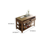 Stationary Black-Brown Wood Open Storage Kitchen Island #size