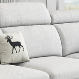 Stationary Cotton Linen Pillow Top Arm Left Sofa Chaise Image - 8