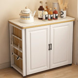 Stationary Rectangle Stone Top White Cabinets Kitchen Island Image - 2