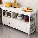 Stationary Rectangle Stone White Kitchen Island with Storage Image - 1