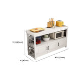 Stationary Rectangle Stone White Kitchen Island with Storage Image - 16