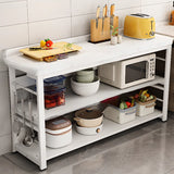 Stationary Rectangle Stone White Kitchen Island with Storage Image - 7