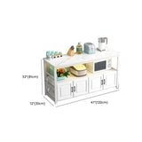 Stationary Rectangle White Stone Kitchen Island with Storage Image - 13