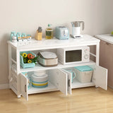 Stationary Rectangle White Stone Kitchen Island with Storage Image - 6