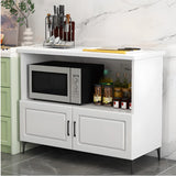 Stationary Rectangle White Wood Kitchen Island with Storage Image - 3