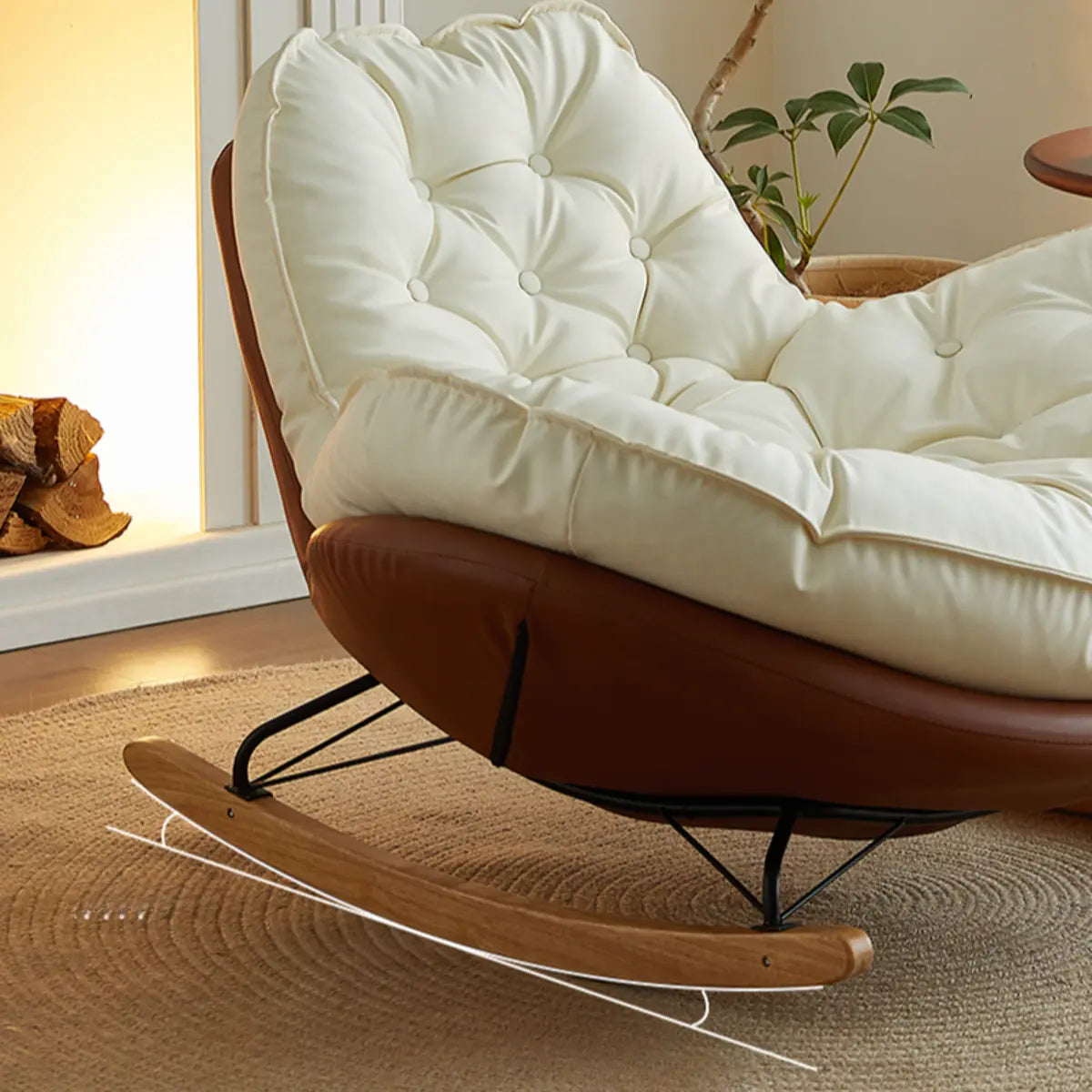 Stationary Scratch Resistant Tufted Rocking Chair Image - 10