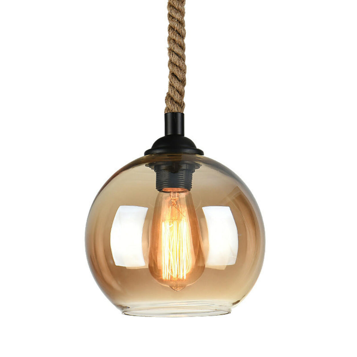 Steampunk Amber Glass Globe Edison Bulb Pendant Light Image - 7