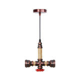 Steampunk Bedroom Pipe Red Valve Pendant Light Chandelier Image - 3