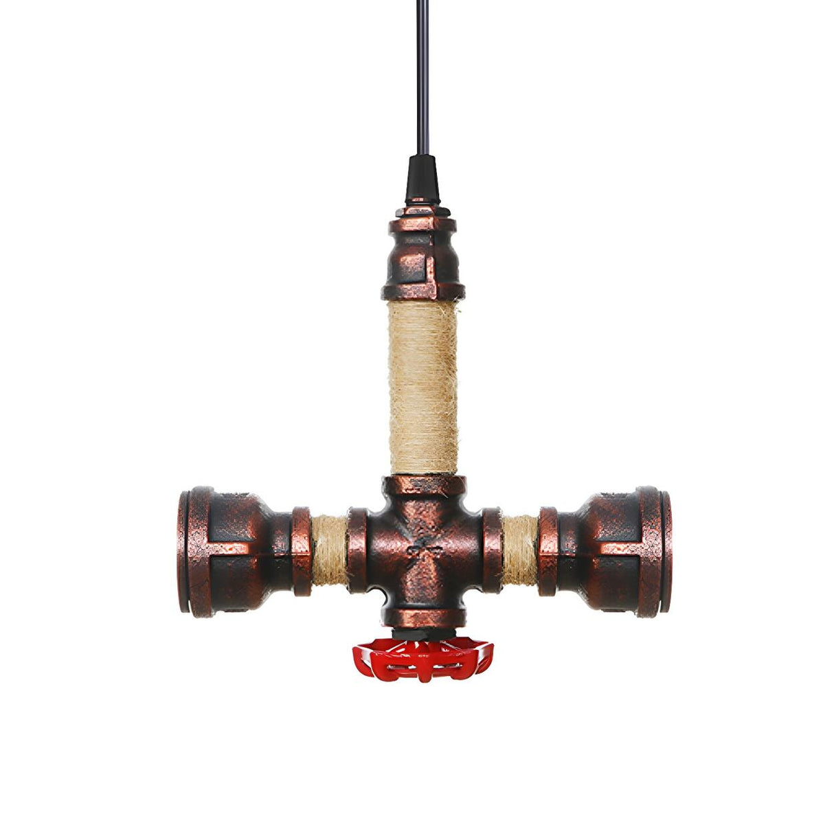 Steampunk Bedroom Pipe Red Valve Pendant Light Chandelier Image - 4