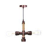 Steampunk Bedroom Pipe Red Valve Pendant Light Chandelier Image - 7