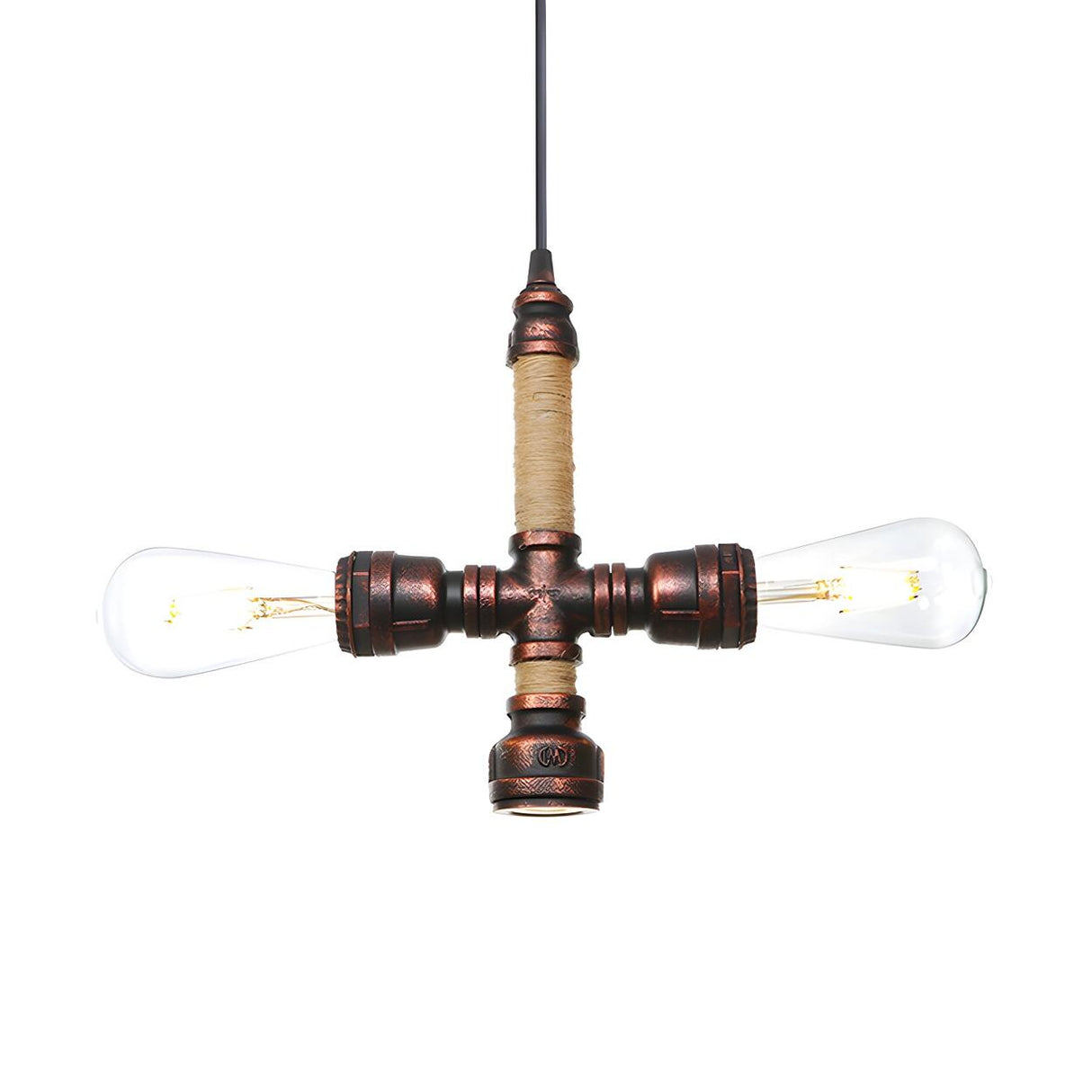 Steampunk Bedroom Pipe Red Valve Pendant Light Chandelier Image - 8