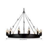 Steampunk Circular Black Metal Dining Room Large Chandelier #size