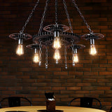 Steampunk Industrial Restaurant Gear Edison Bulb Chandelier Image - 2