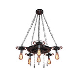 Steampunk Industrial Restaurant Gear Edison Bulb Chandelier Image - 3