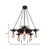 Steampunk Industrial Restaurant Gear Edison Bulb Chandelier Image - 4