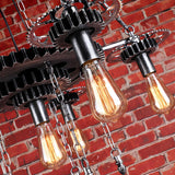 Steampunk Industrial Restaurant Gear Edison Bulb Chandelier Image - 7