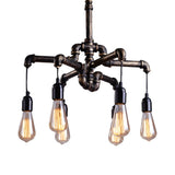 Steampunk Pipe Brass Metal Medium Edison Bulb Chandelier Image - 3