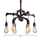 Steampunk Pipe Brass Metal Medium Edison Bulb Chandelier Image - 9