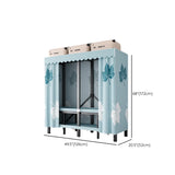 Steel Blue 2-Shelf Wardrobe with Leaf Design Curtain Image - 32