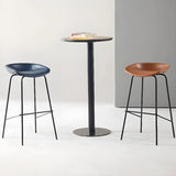 Steel Bucket Faux Leather Under Counter Bar Stools Image - 7