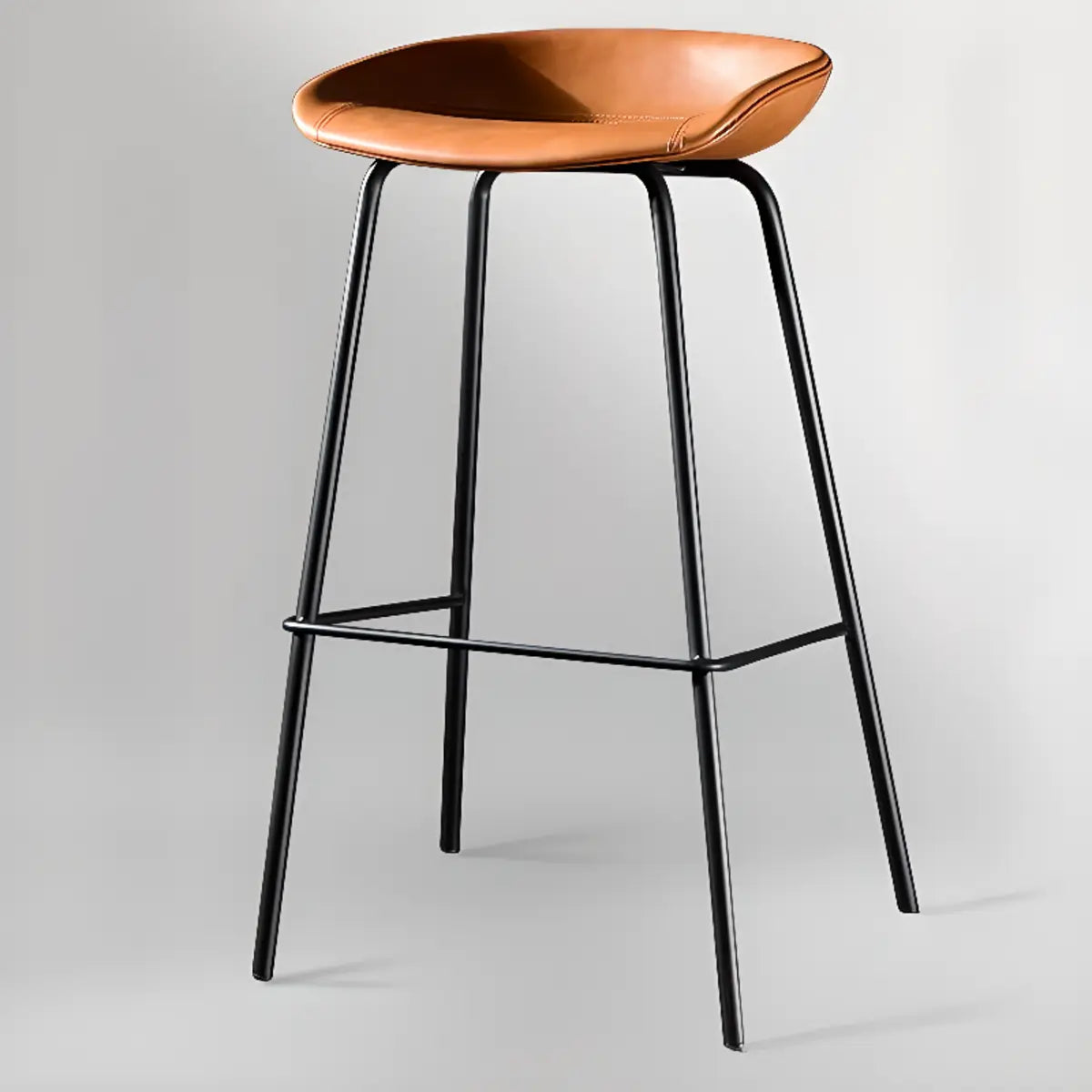 Steel Bucket Faux Leather Under Counter Bar Stools Image - 8