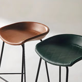 Steel Bucket Faux Leather Under Counter Bar Stools Image - 9