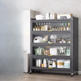 Steel Dining Hutch Storage China Cabinet Pantry Grey Image - 12