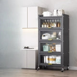 Steel Dining Hutch Storage China Cabinet Pantry Grey Image - 15