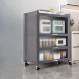 Steel Dining Hutch Storage China Cabinet Pantry Grey Image - 28