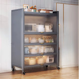 Steel Dining Hutch Storage China Cabinet Pantry Grey Image - 37