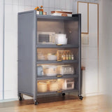 Steel Dining Hutch Storage China Cabinet Pantry Grey Image - 38