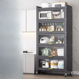 Steel Dining Hutch Storage China Cabinet Pantry Grey Image - 5